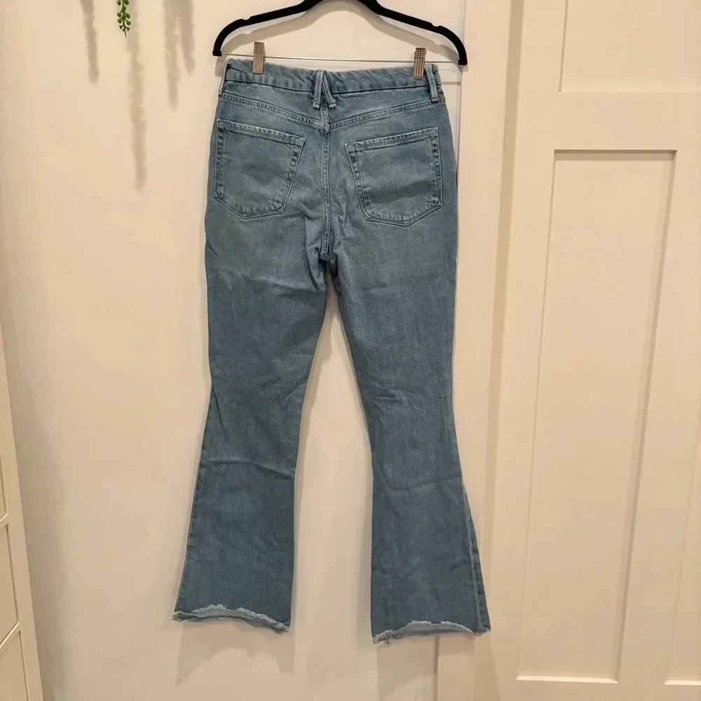 Good American Womens Denim High Rise Jeans Bootcut Distressed Size 8/29 RN151301